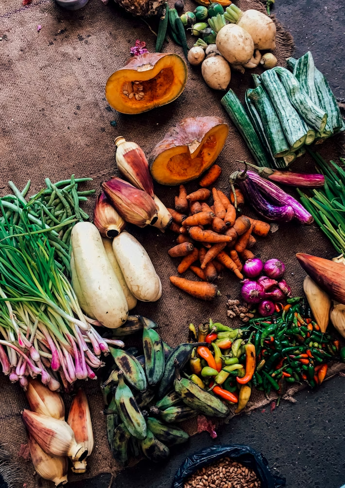 Assorted Vegetables On Brown Textile